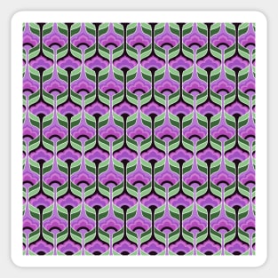 Purple and Green Bubble Flowers Seamless Pattern 1970s Inspired Sticker